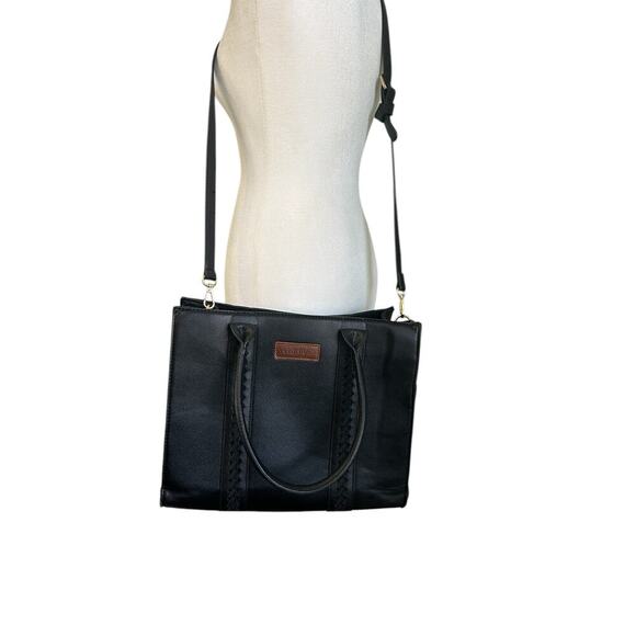 Wrangler Whipstitch Tote Bag Large Black Vegan Leather Sholder Bag or Crossbody - Picture 11 of 11